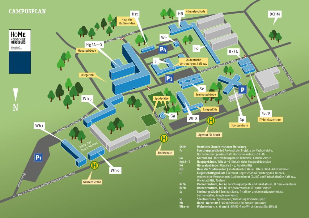 Campusplan der Hochschule Merseburg