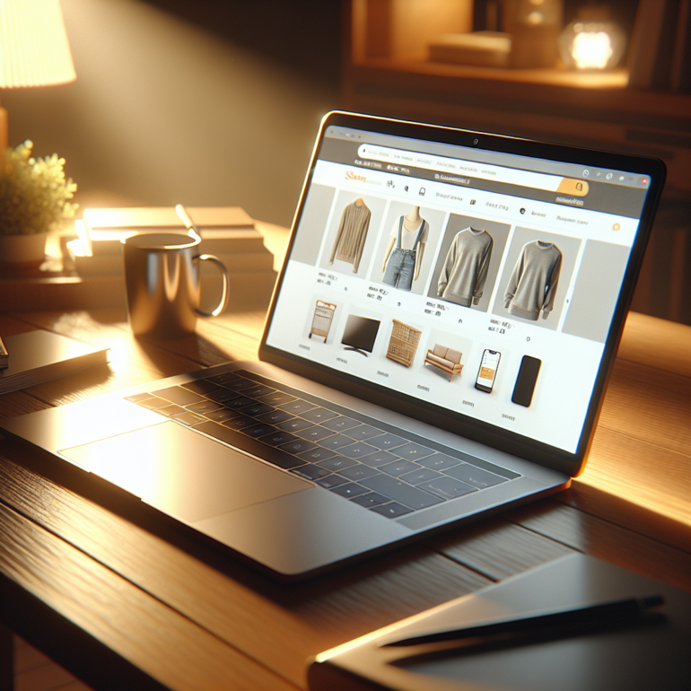Laptop mit Online Shop offen