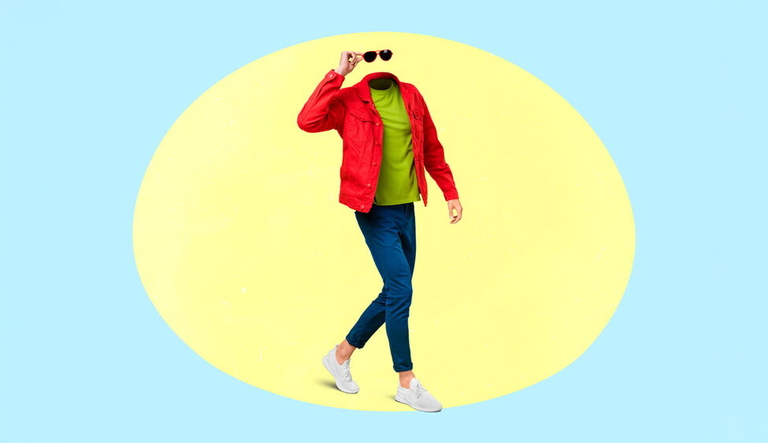 Kopfloser Mensch in Anzug mit Sonnenbrille – visuelle Metapher für Headless Commerce