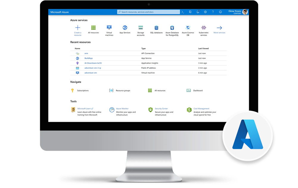 Azure Website auf einem Computer
